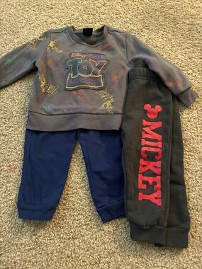 Disney Black Joggers with Red Mickey Print & Navy thin joggers
